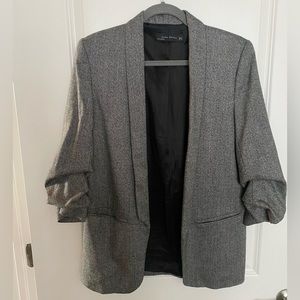 Zara Houndstooth Blazer with ruched sleeve